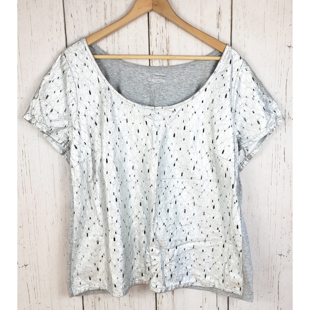 Lane Bryant Silver Laser Cut Tee